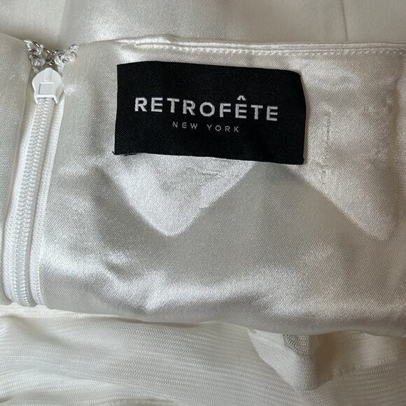 Retrofete Lorelai Strapless Ruched Draped Ruffle Asymmetric Maxi Dress Sz Small - Picture 15 of 15